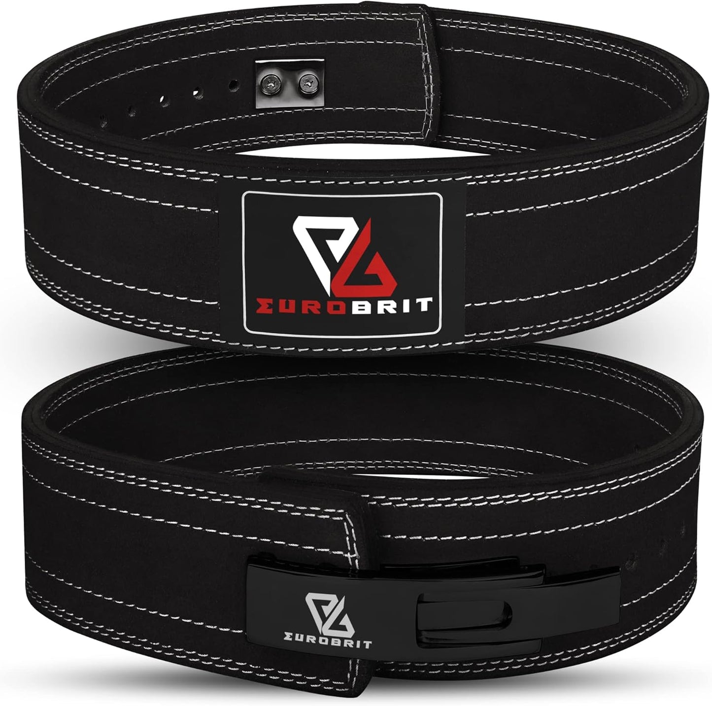 Euro Brit Powerlifting Belt Adjustable Lever Buckle Genuine LeatheR