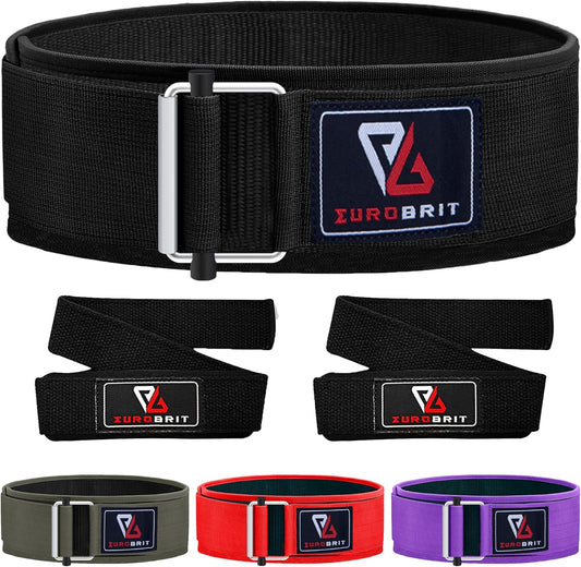 Eurobrit Weight Lifting Belt, Self-Locking Nylon Deadlift Belt 