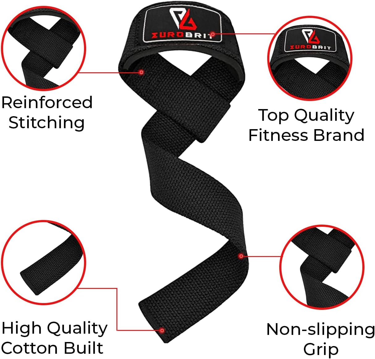 Eurobrit Weight Lifting Belt, Self-Locking Nylon Deadlift Belt 