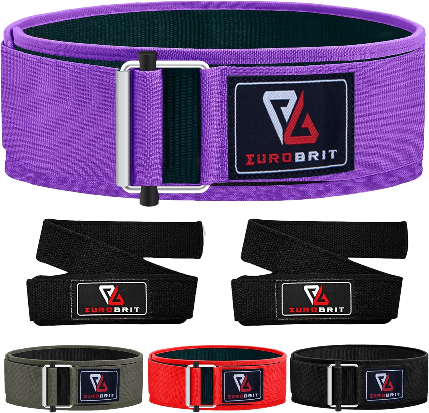 Eurobrit Weight Lifting Belt, Self-Locking Nylon Deadlift Belt 