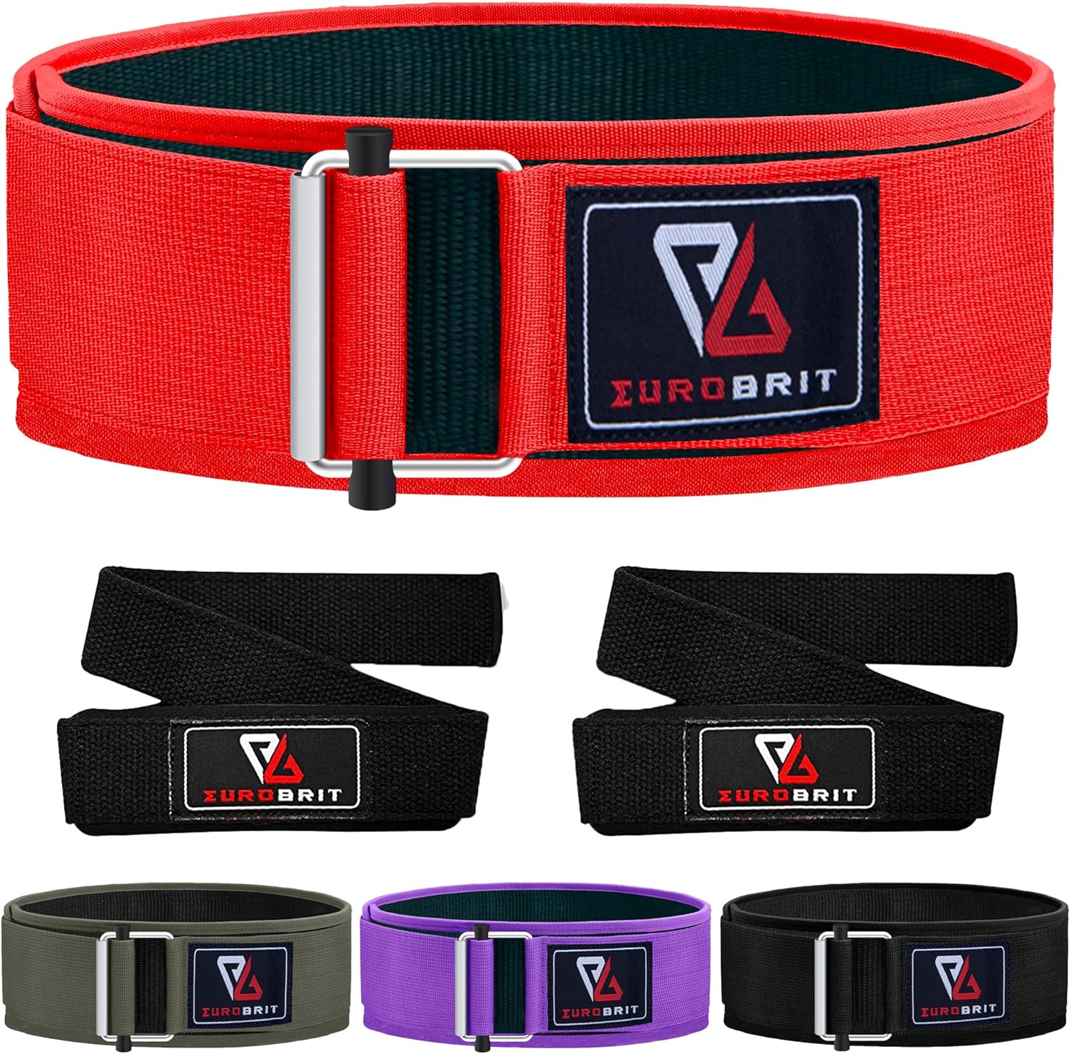 Eurobrit Weight Lifting Belt, Self-Locking Nylon Deadlift Belt 